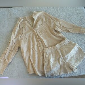 Aerie tan linen set: XS top, M bottom